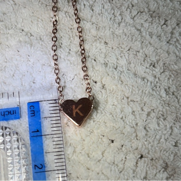 18” Elegant Rose Gold Heart Necklace- Letter K - Picture 8 of 8
